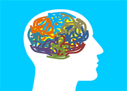 A colorful brain illustration filled with various hues