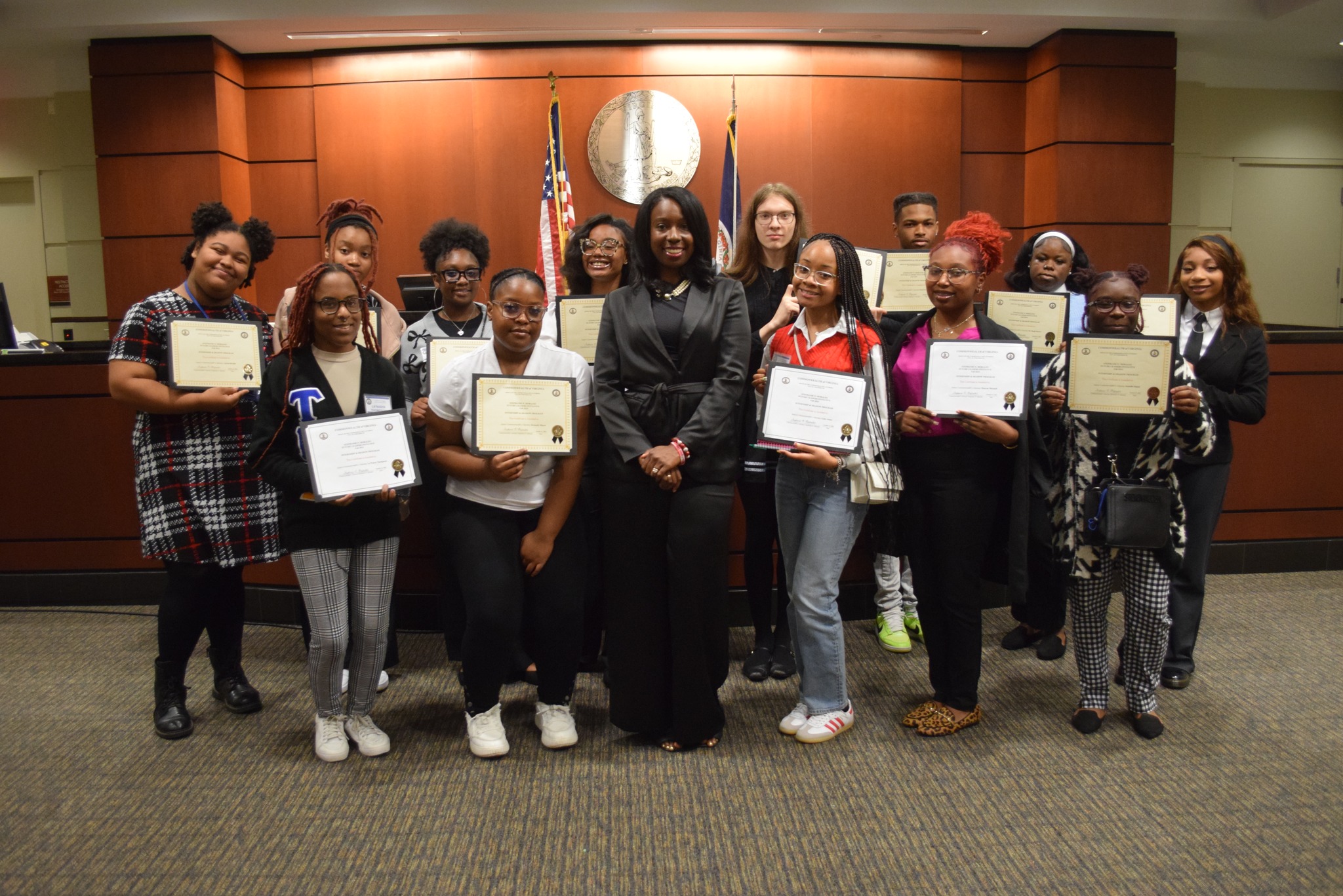 Group of students at the courthouse on an educational field trip