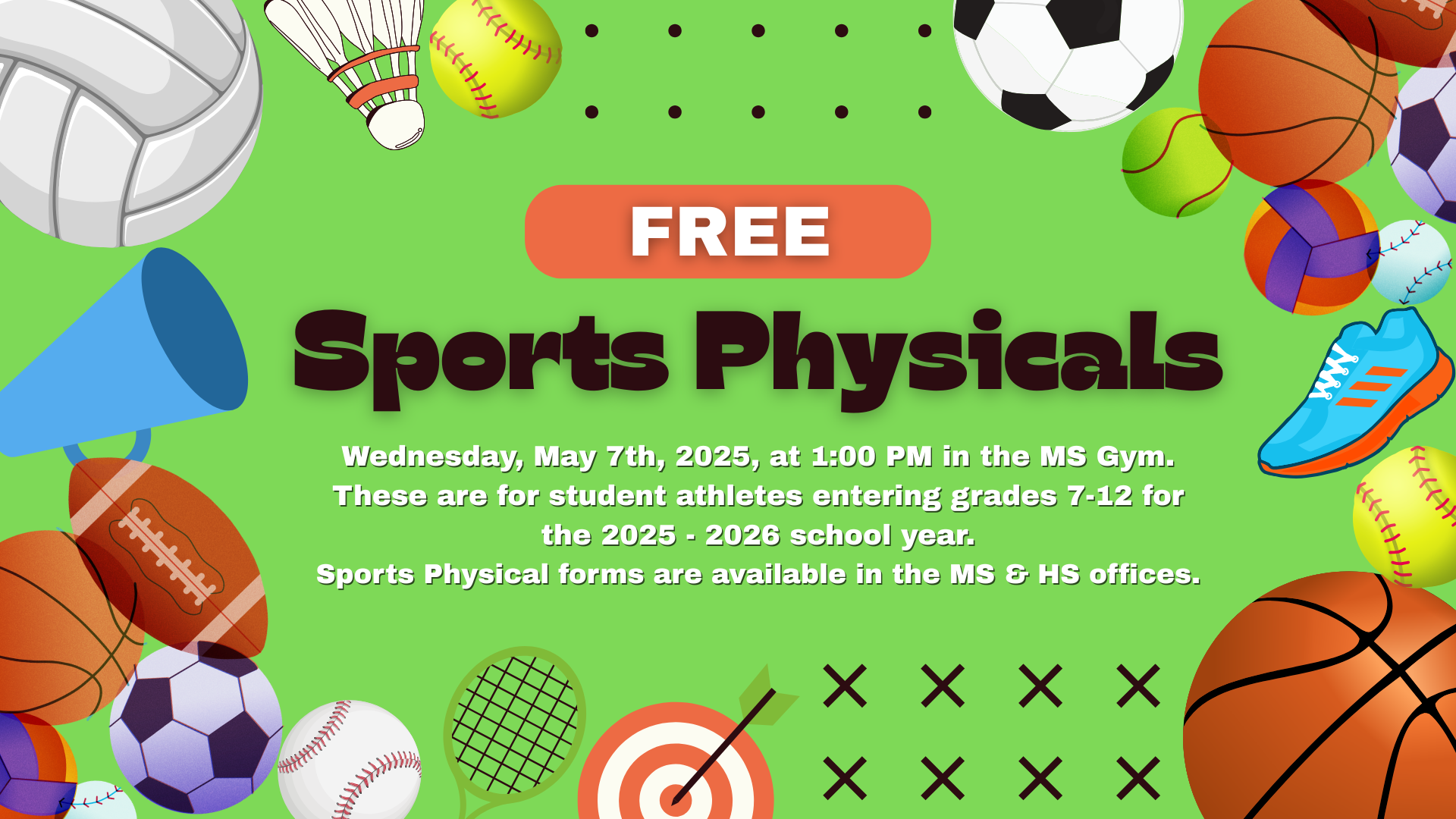 FREE Sports Physicals May 7 at 1:00 pm