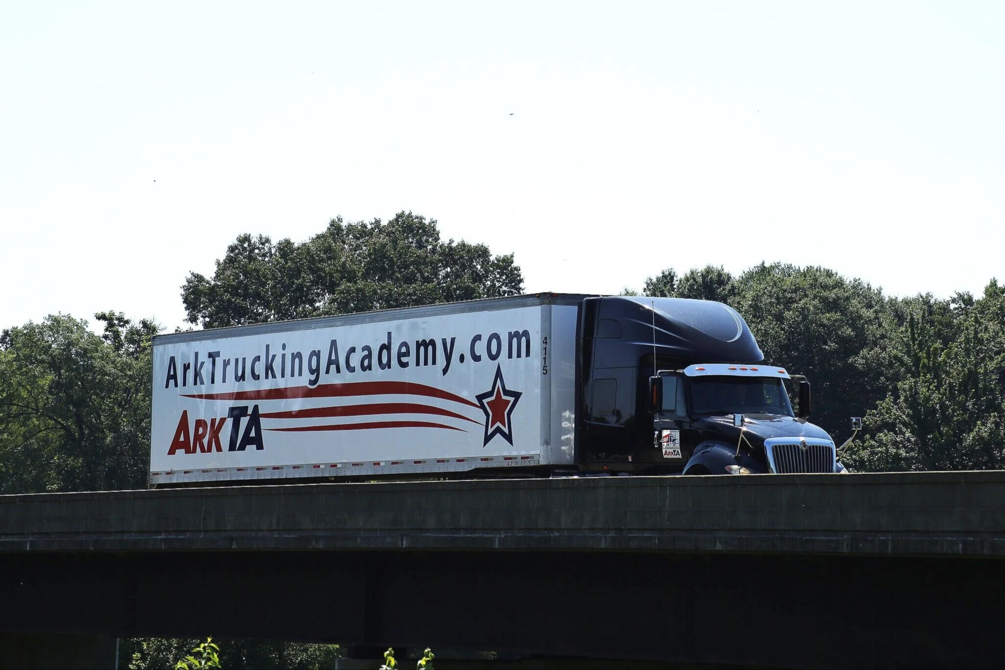 Diesel truck on a bridge