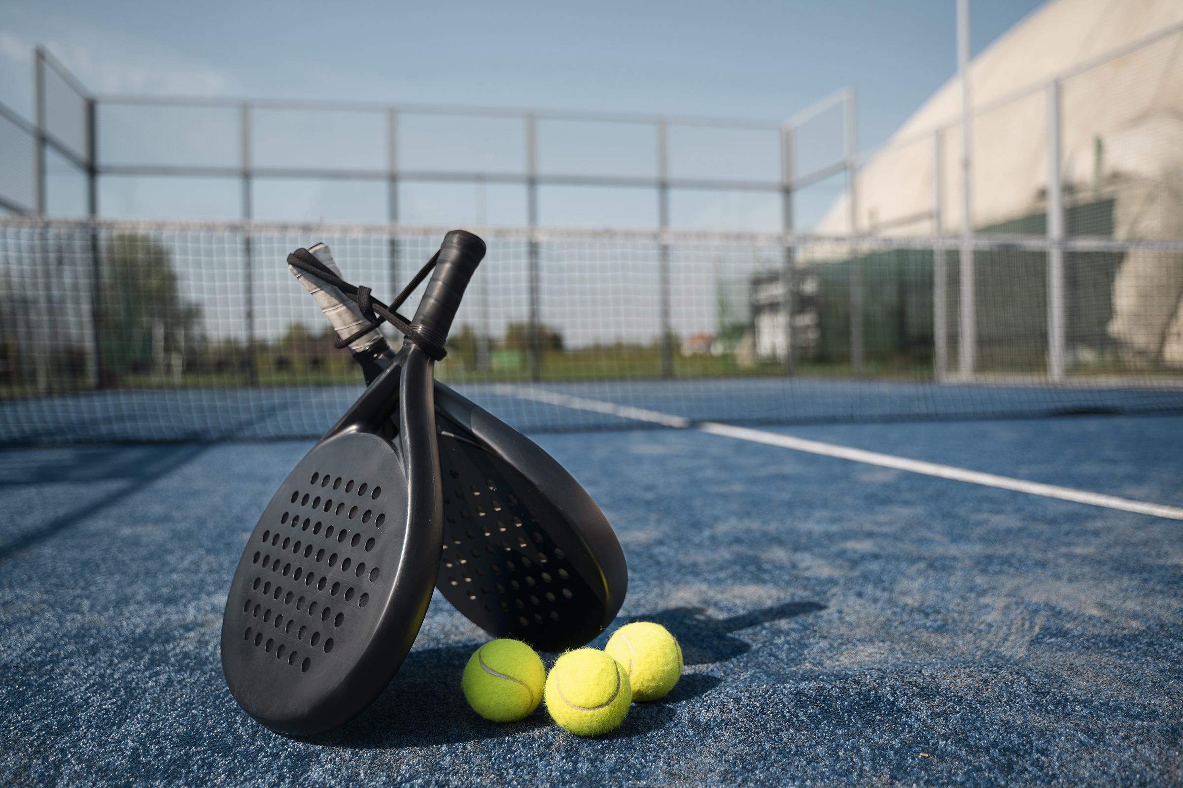 Stock image of pickleball paddles