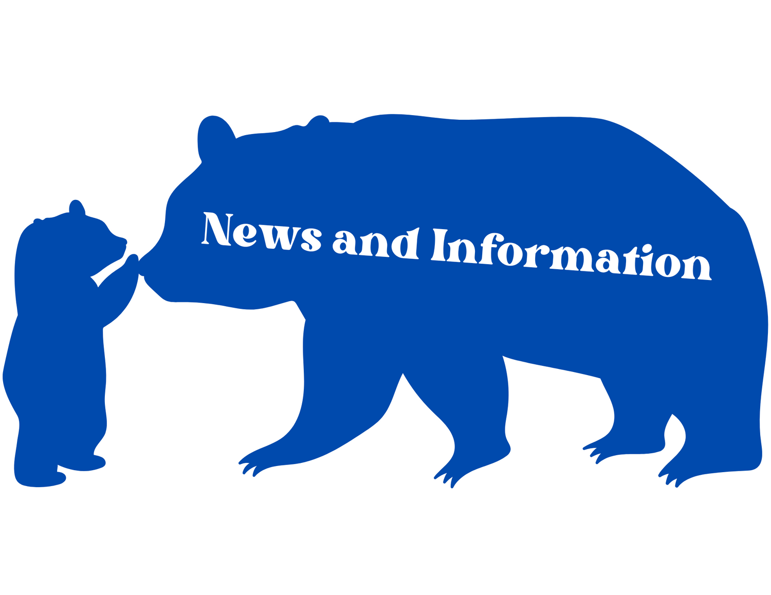 Big bear with little bear with words News and Information in the middle