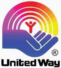 hand holding person with rainbow with word United Way