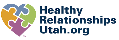 Hearth put together as a puzzle different colors with words Healthy Relations Utah .org