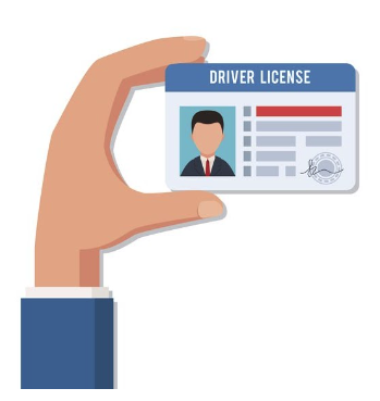 ilustration of a hand holding a driver license