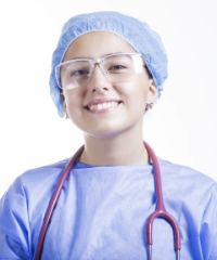 student with medical uniform