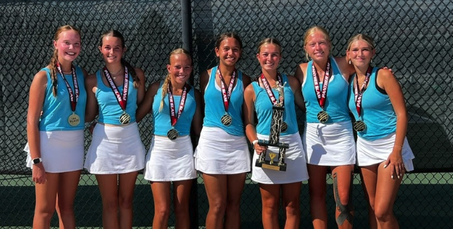 tennis team with their trophy