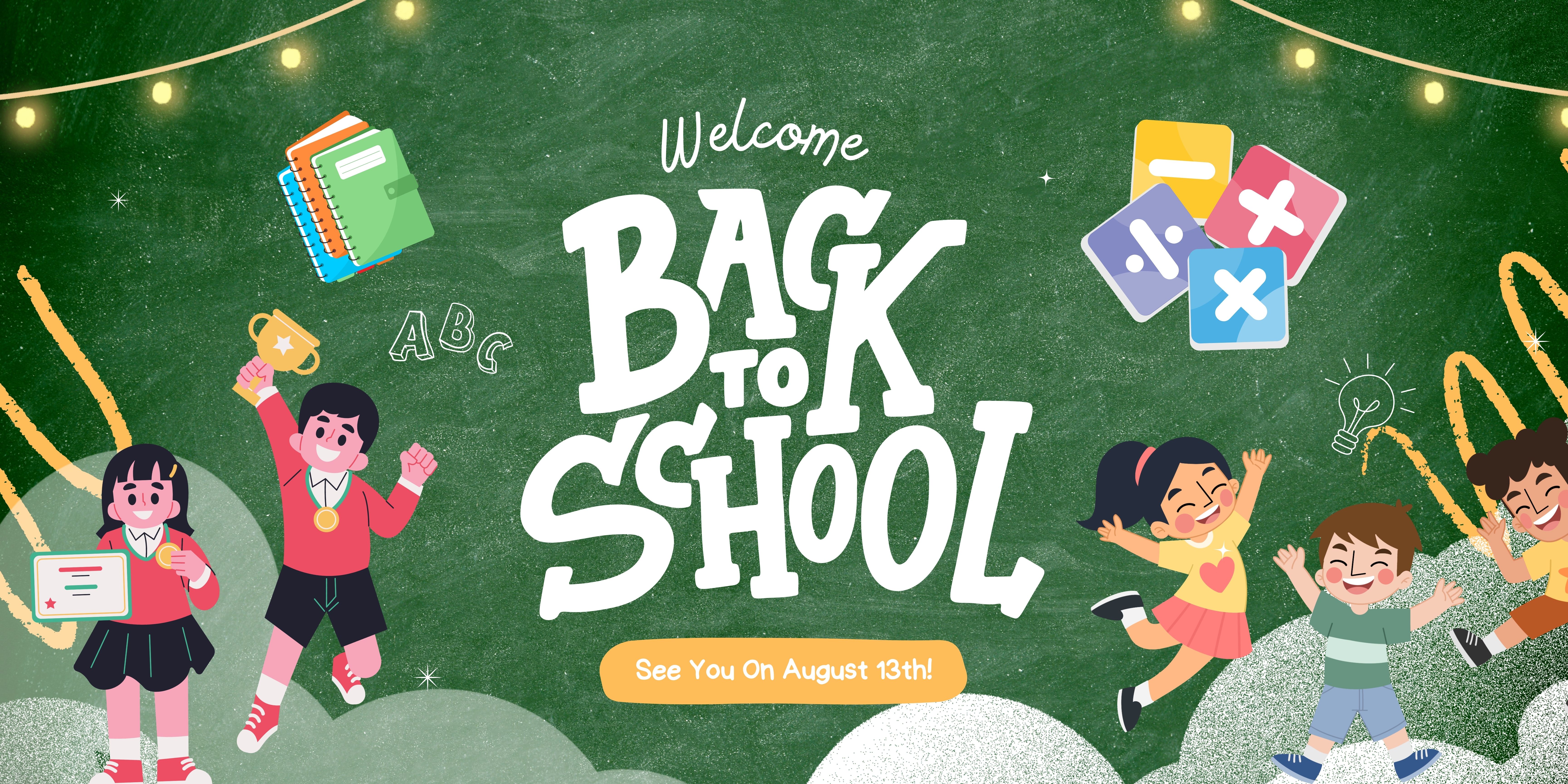 Back to School Flyer- green chalkboard with white test