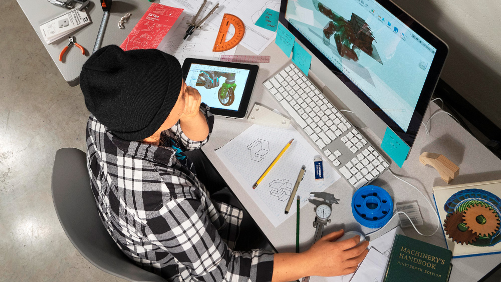 Student using a computer