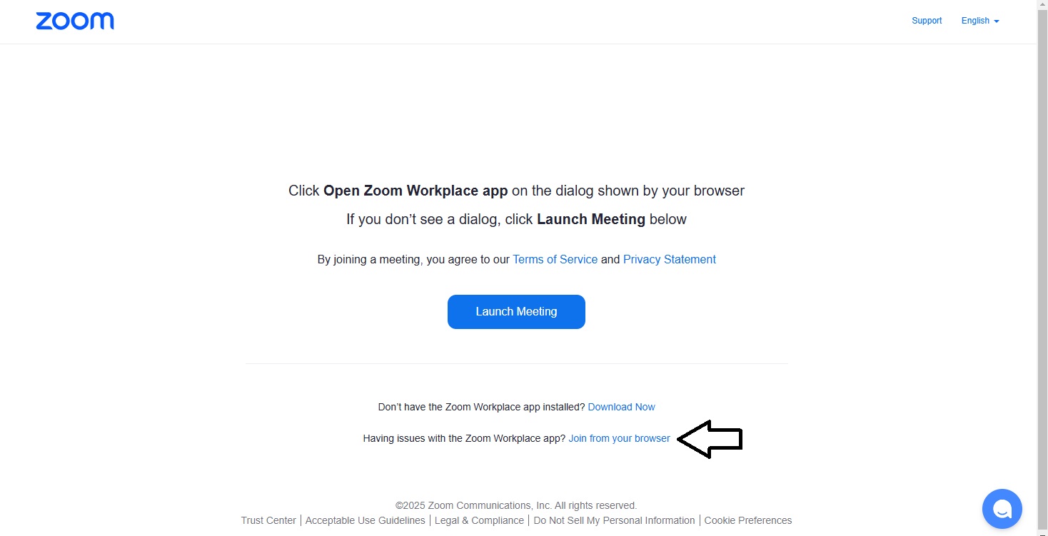 Screenshot showing how to bypass a Zoom login