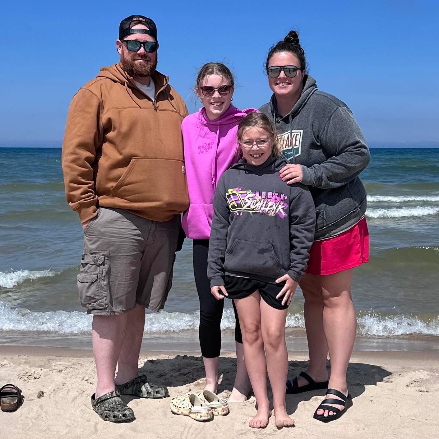 Stephanie Fifield and family at the beach