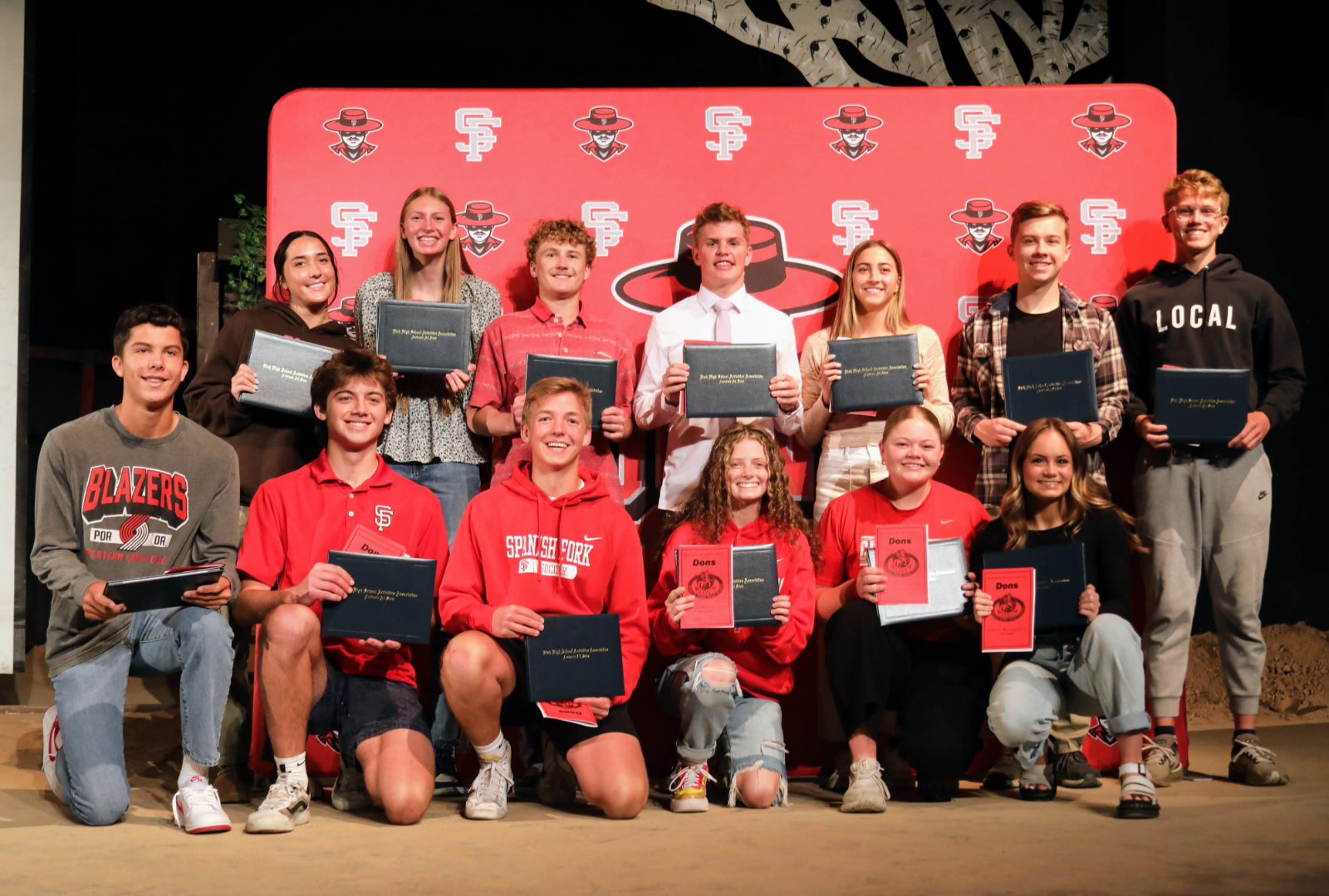 students getting their award