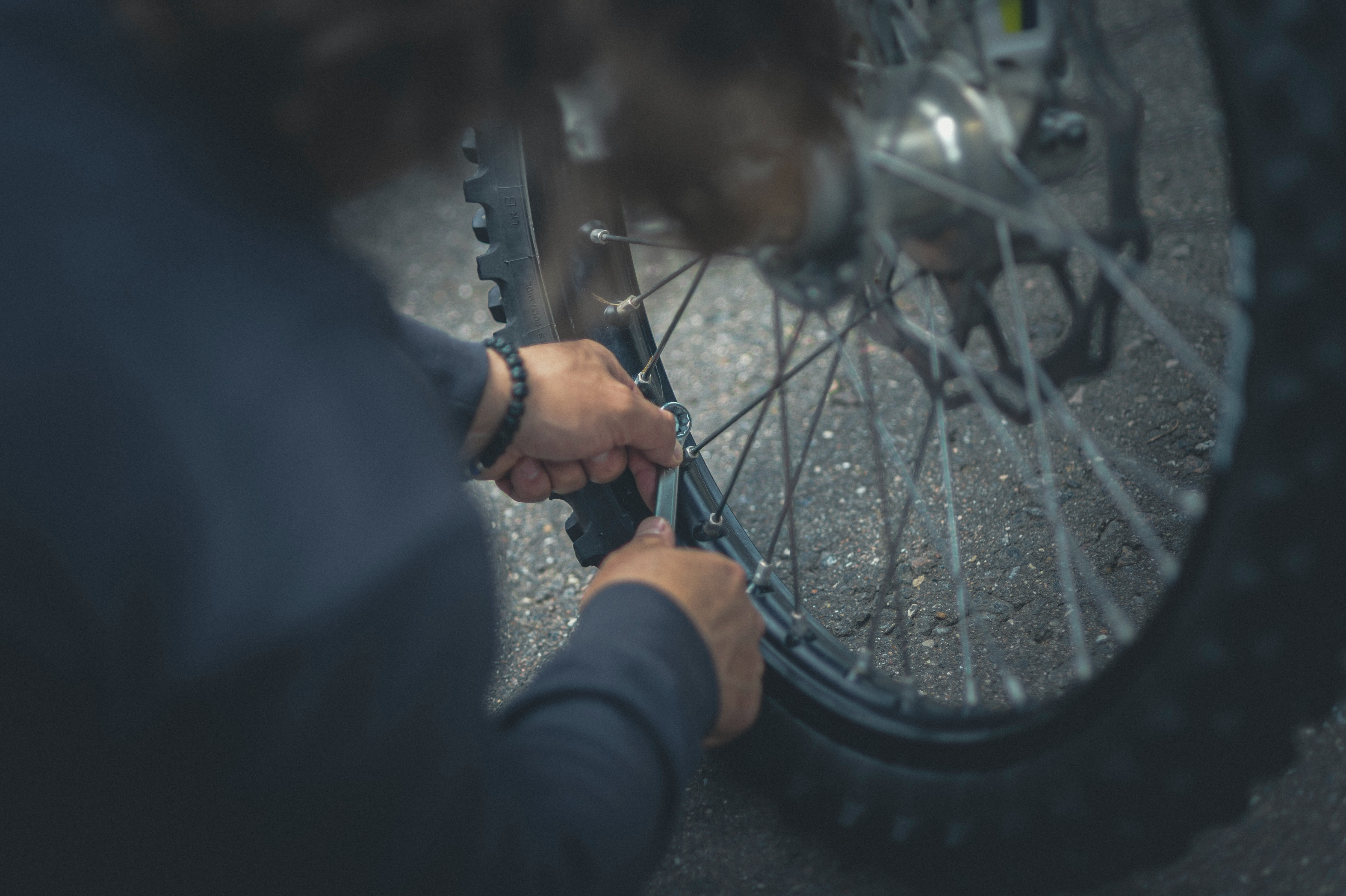 Man fixing a bike