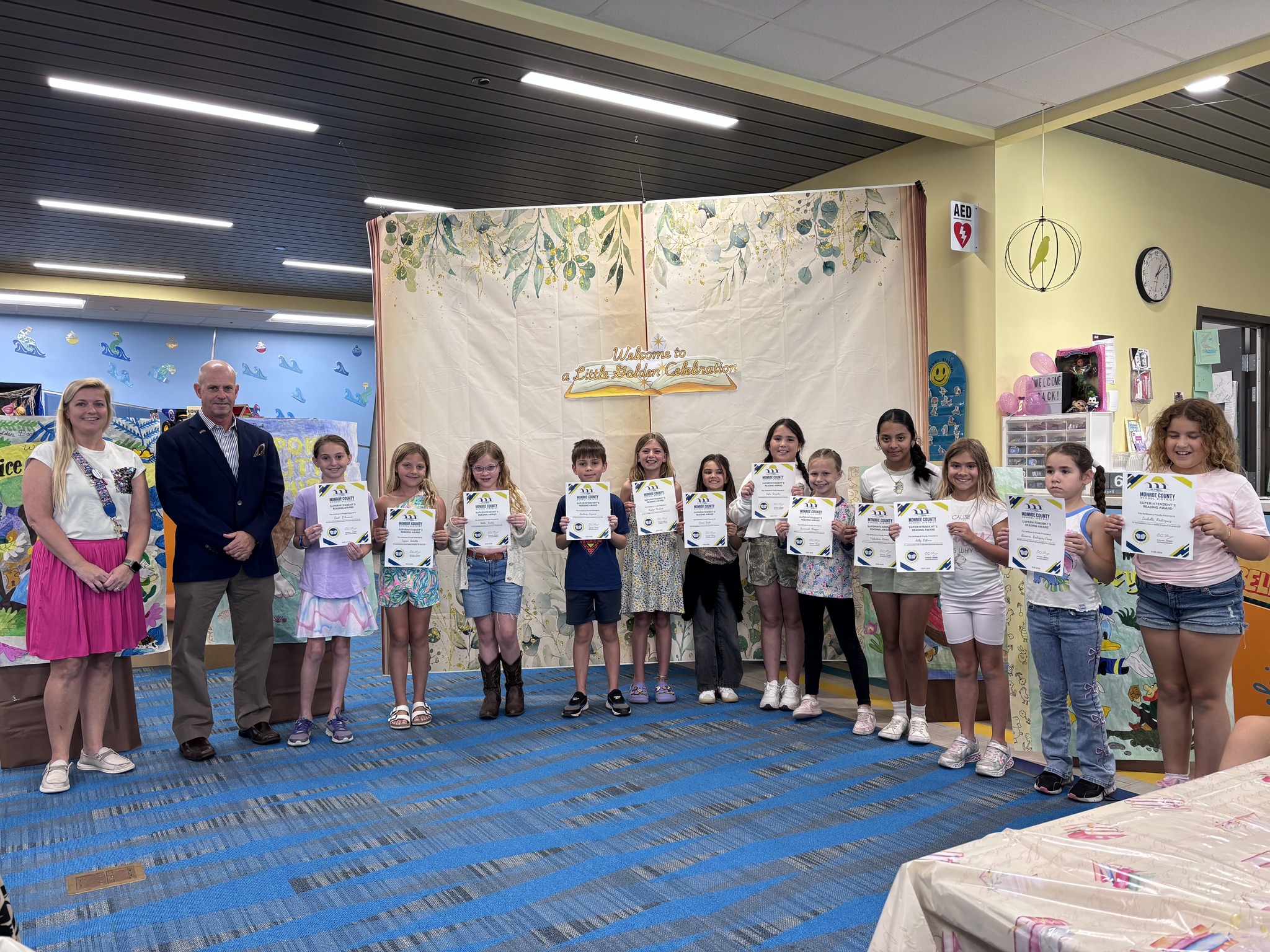 Superintendent with students