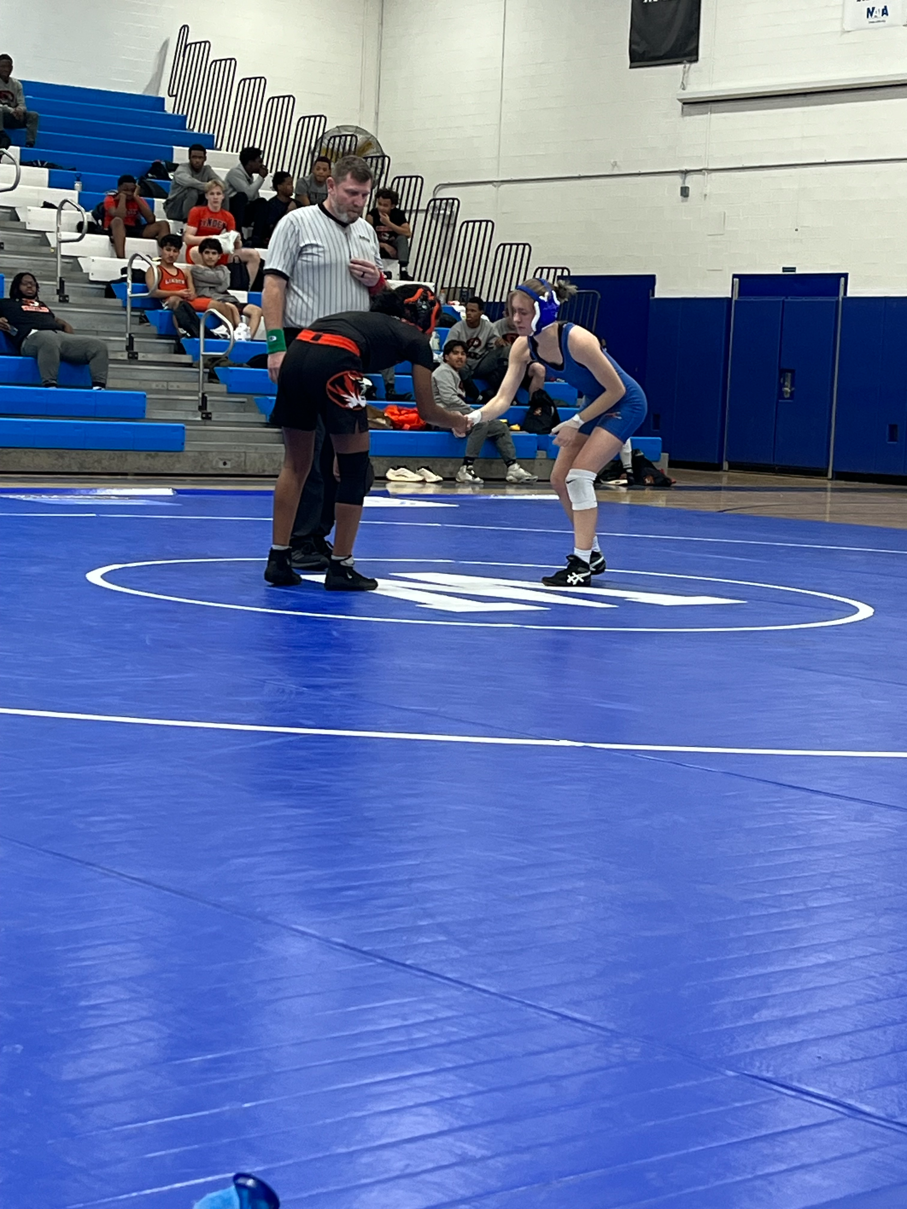 Two wrestlers shaking hands