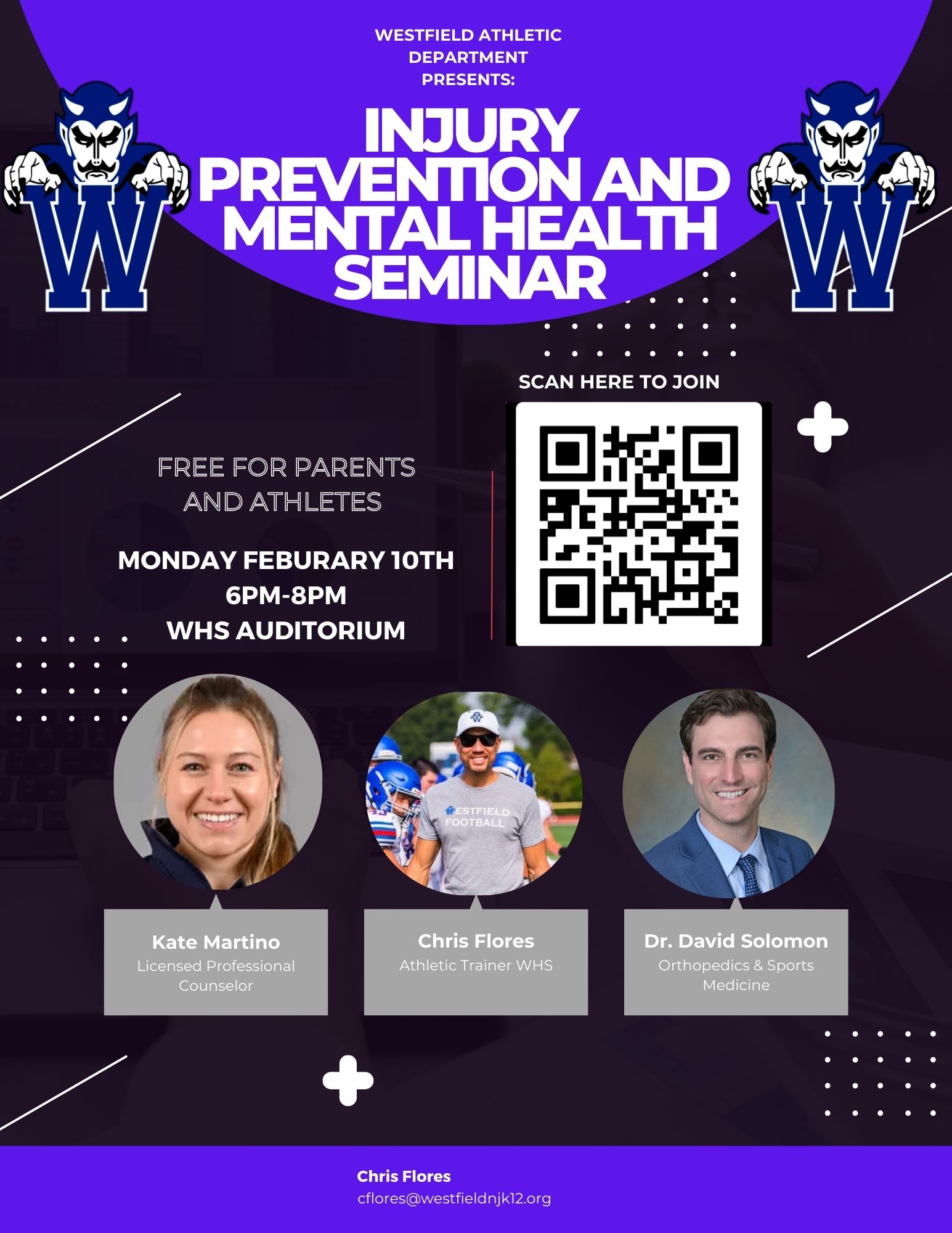 Flyer for Athletic Training Seminar on February 10