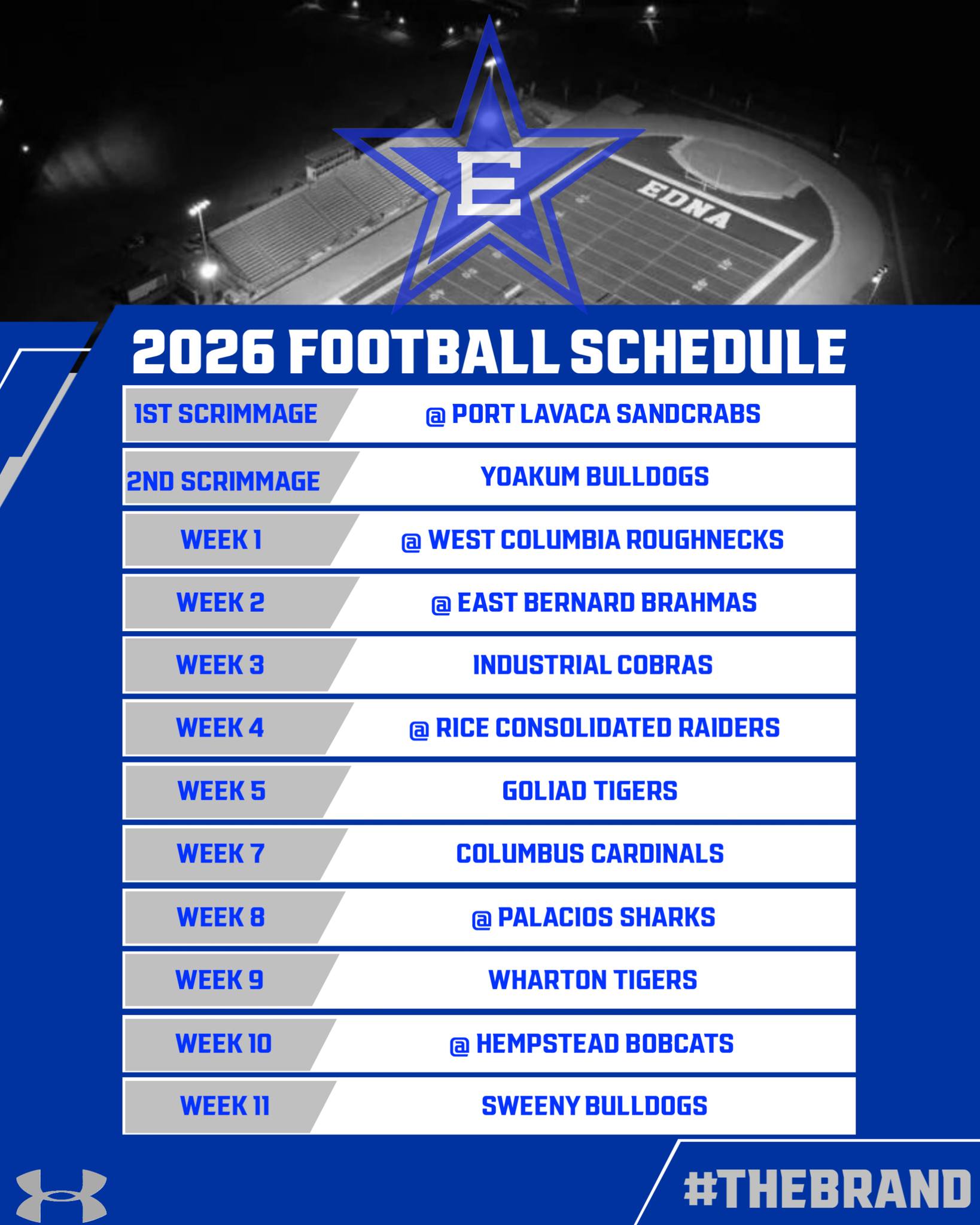 2026 HS Edna Cowboy Football Schedule