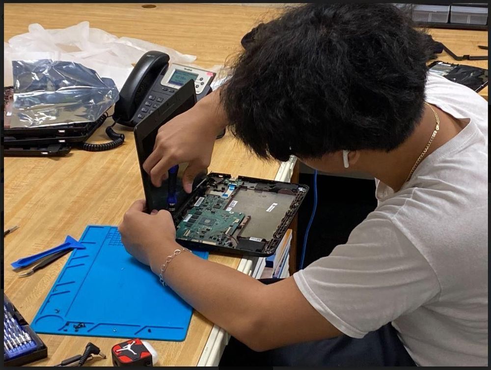 Student working on computer