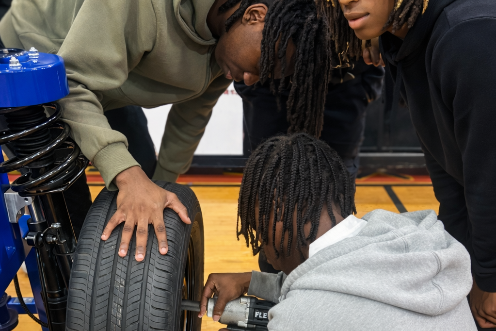 Tire work in the gymnasium