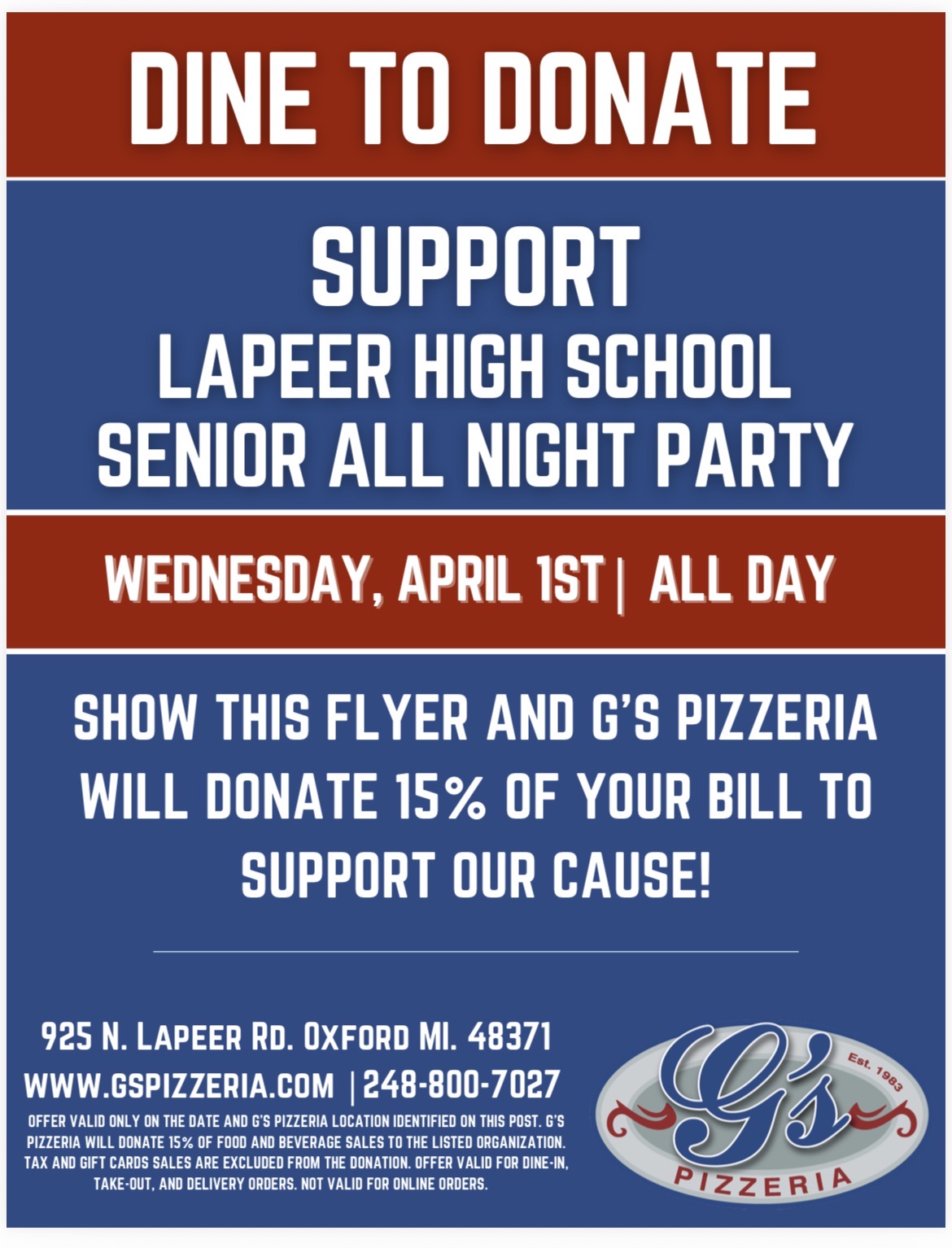 Fundraiser for Lapeer Senior All-Night Party