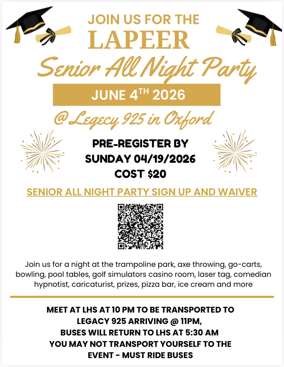 LHS Senior All Night Party sign-up and waiver