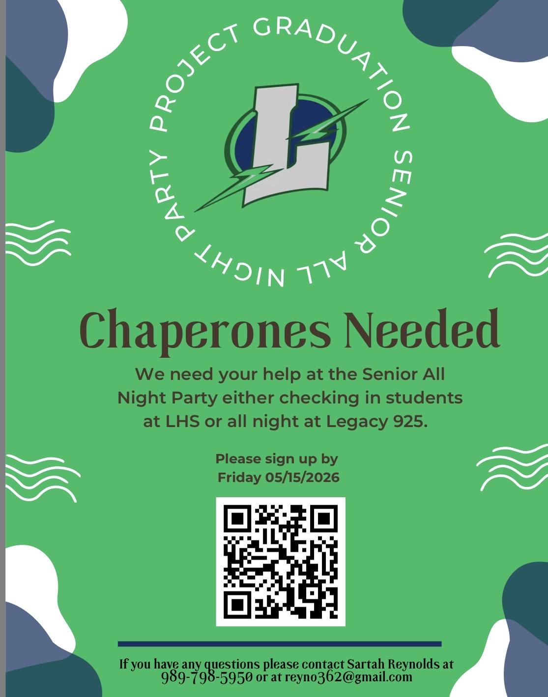 Chaperones flyer for Project Graduation