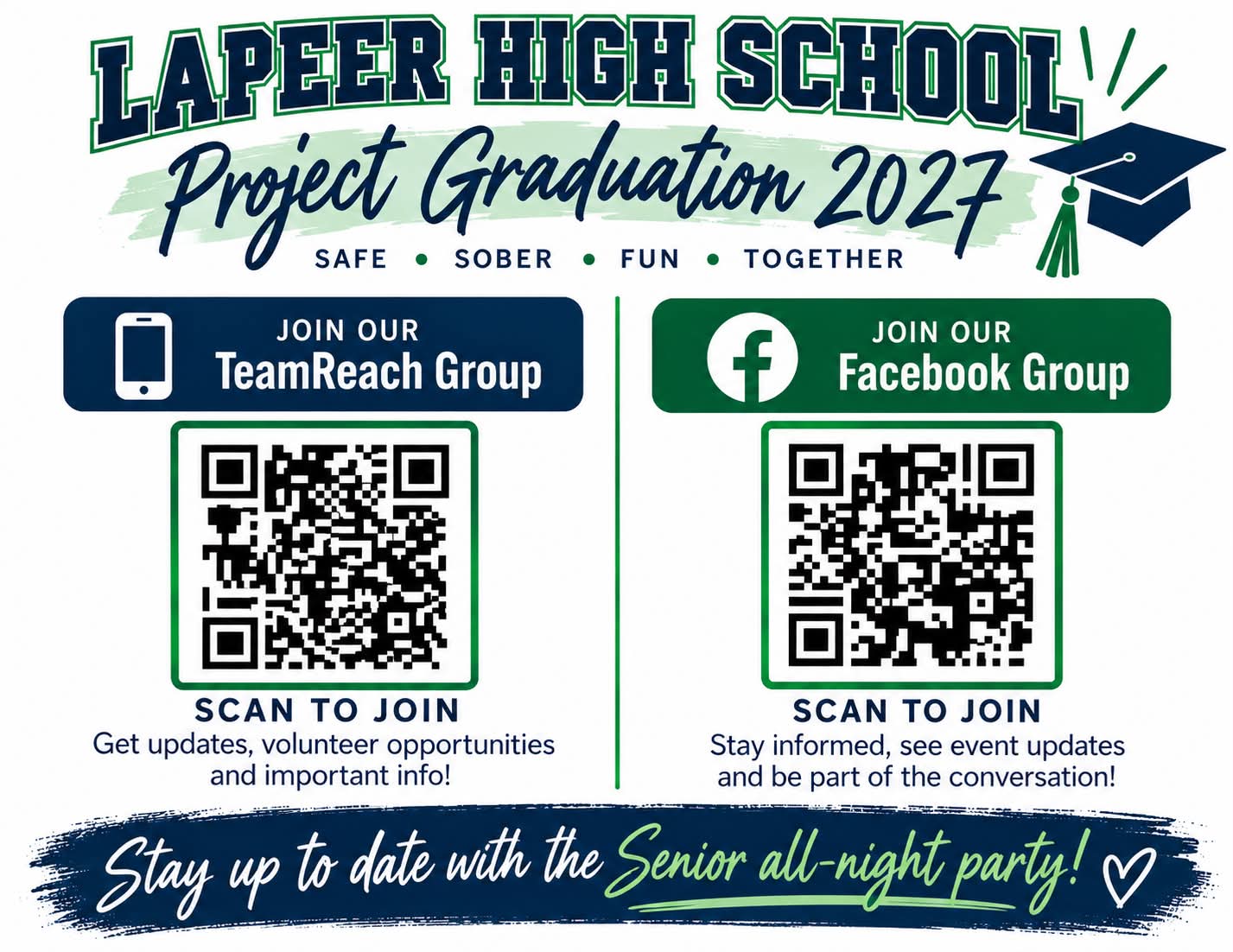 Graphic detailing information on how parents can be part of Project Graduation