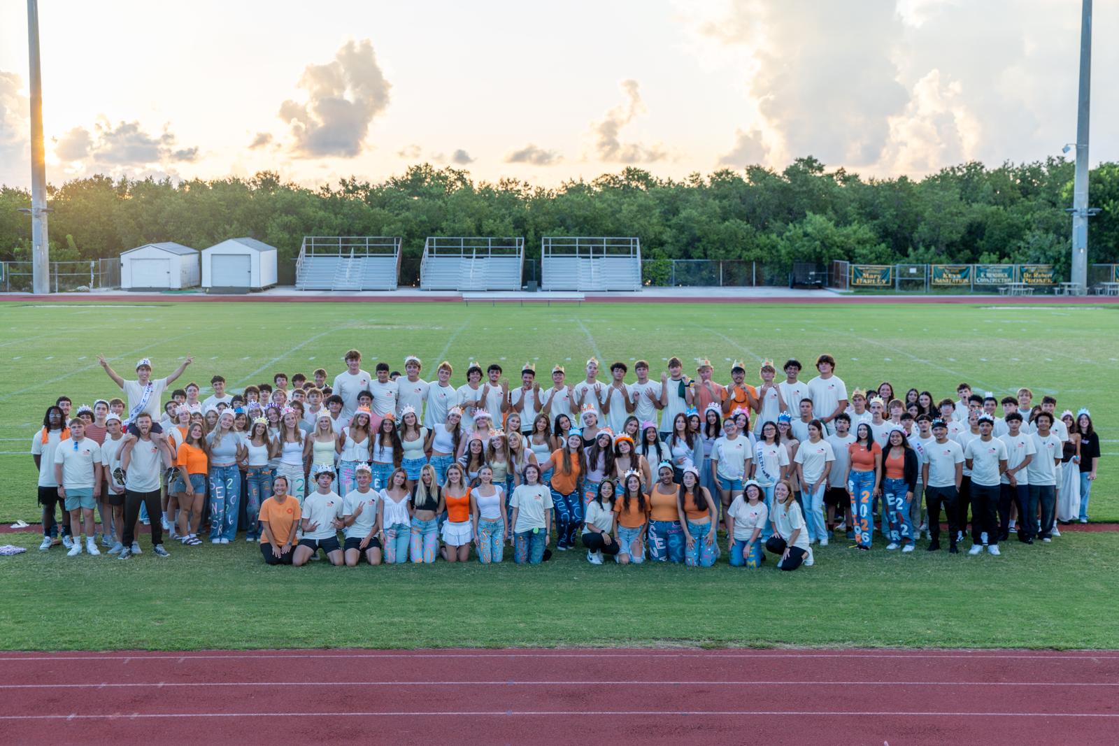 Senior class group photo at sunrise