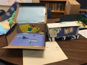 An open box sitting on top of a wooden table