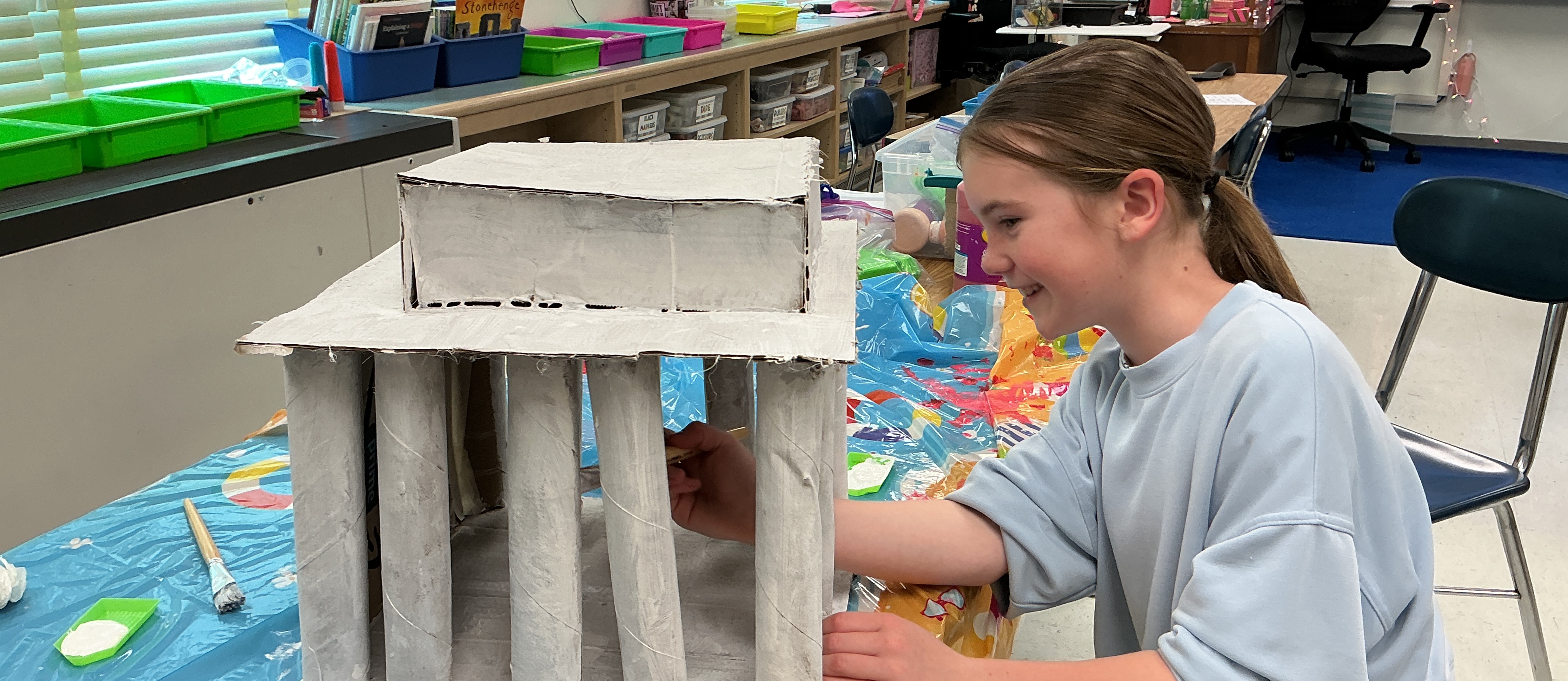 4th Grade magnet students working on building their monuments.