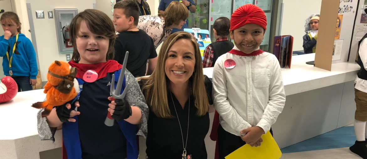 Assistant Principal with two students