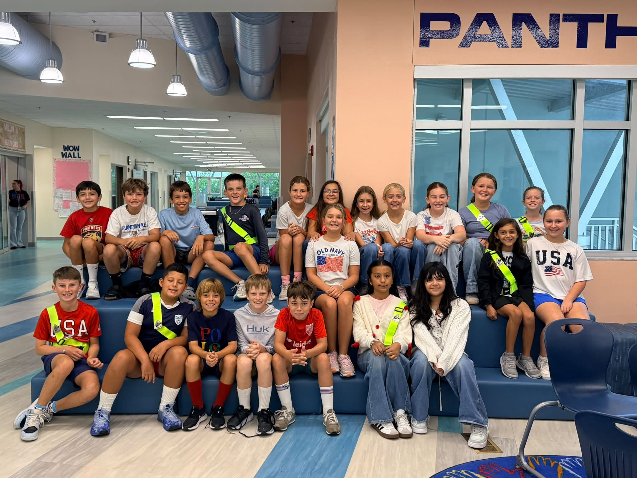 Patriots Day students dressed in red, white and blue