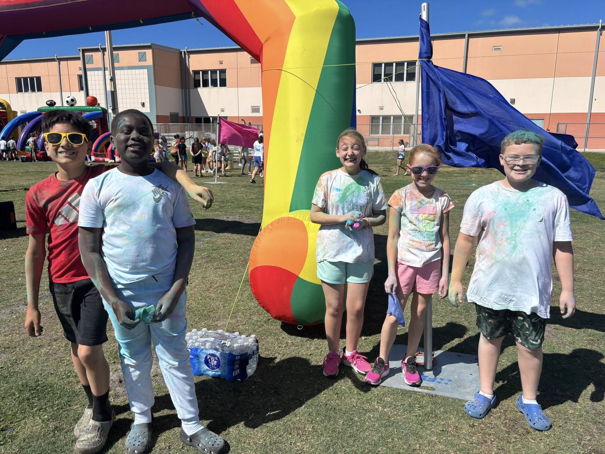 Students participating in color run