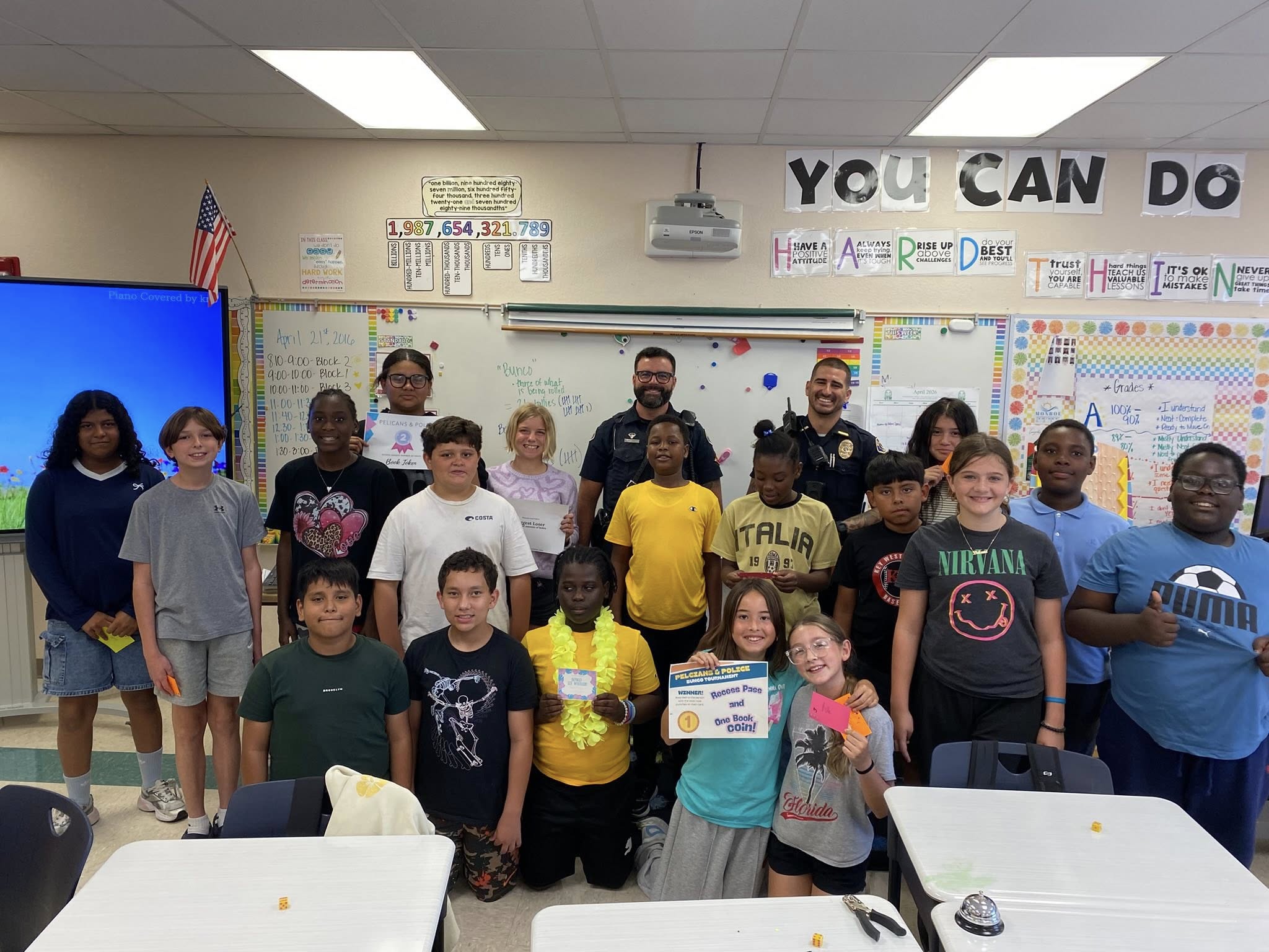 Group of students and Police officers
