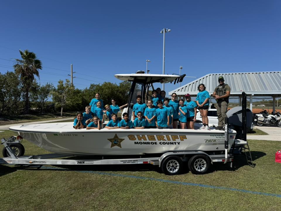Students in police boat