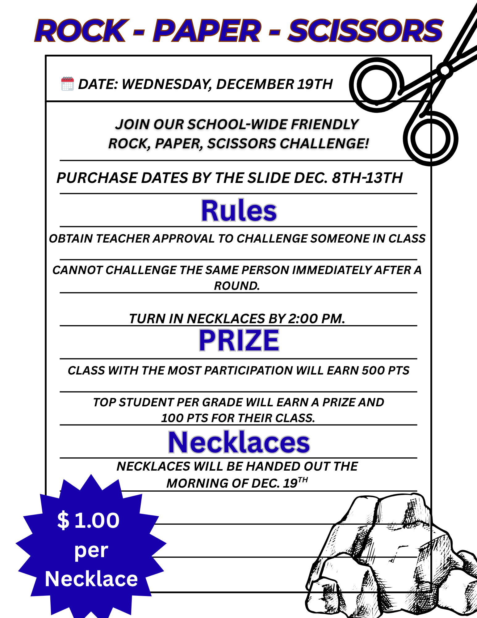 Rock, paper, scissor fundraiser