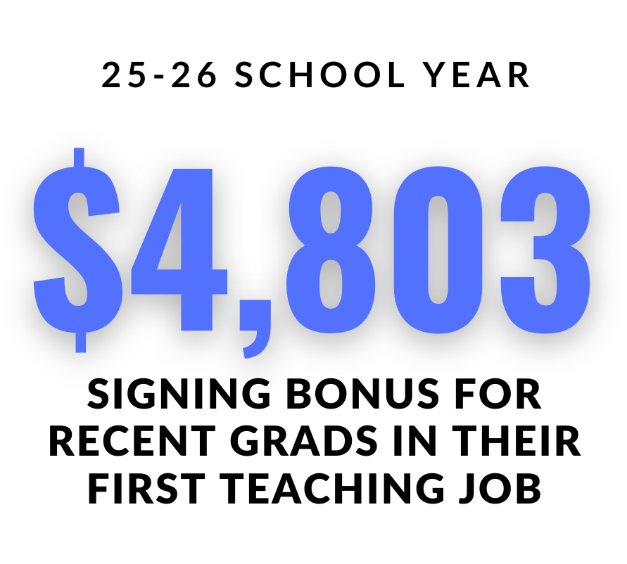 $4803 signing bonus for new teachers to the profession