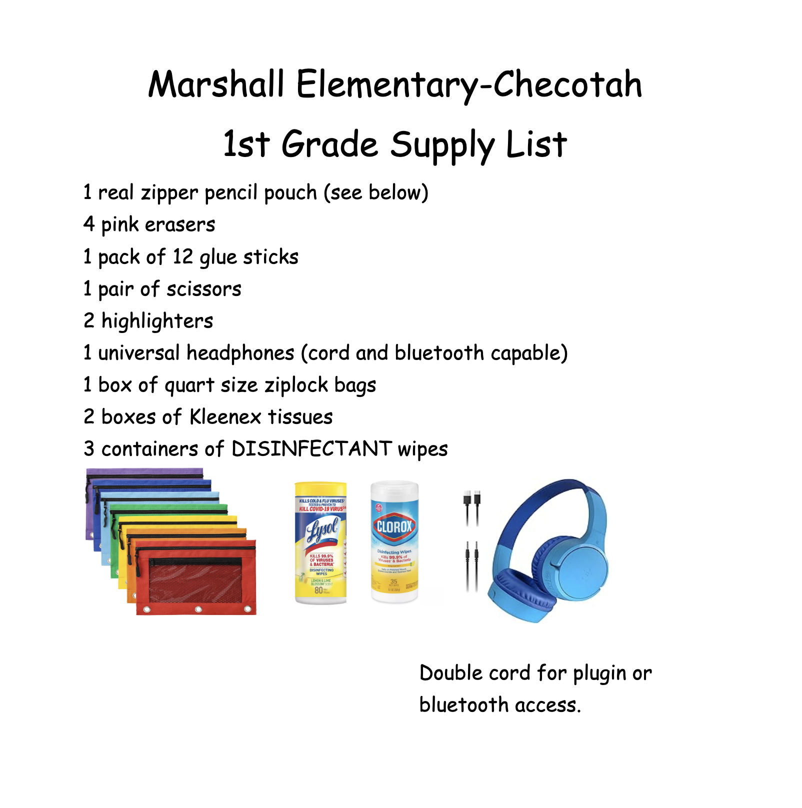 1st Grade Supply List