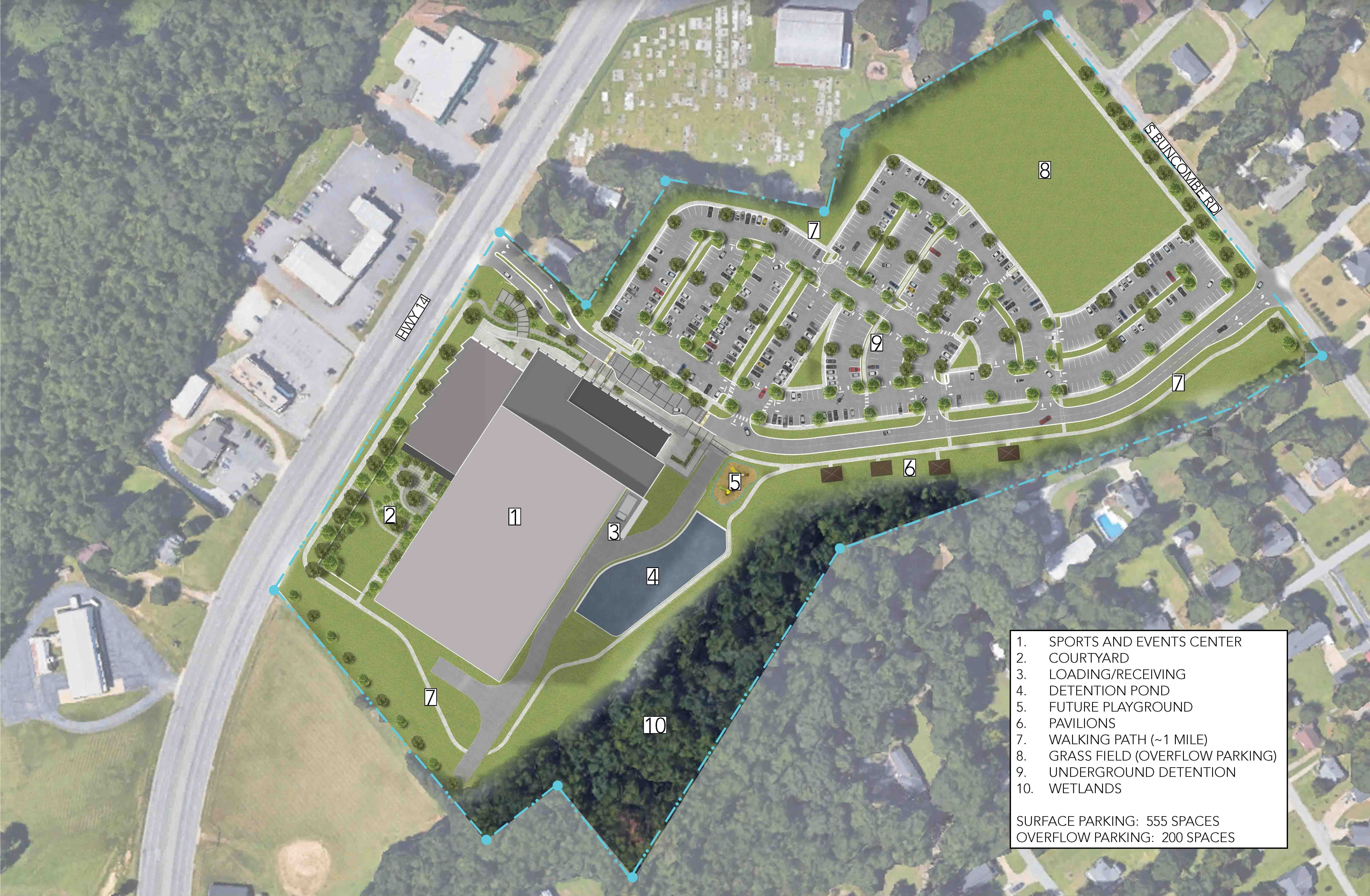 sports and events center overhead map