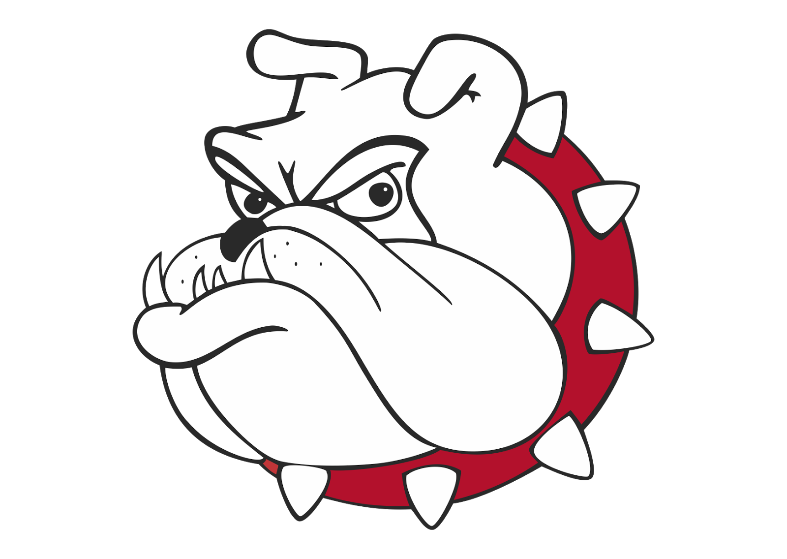 Bagley Elementary School Logo, Bulldog with red spiky collar