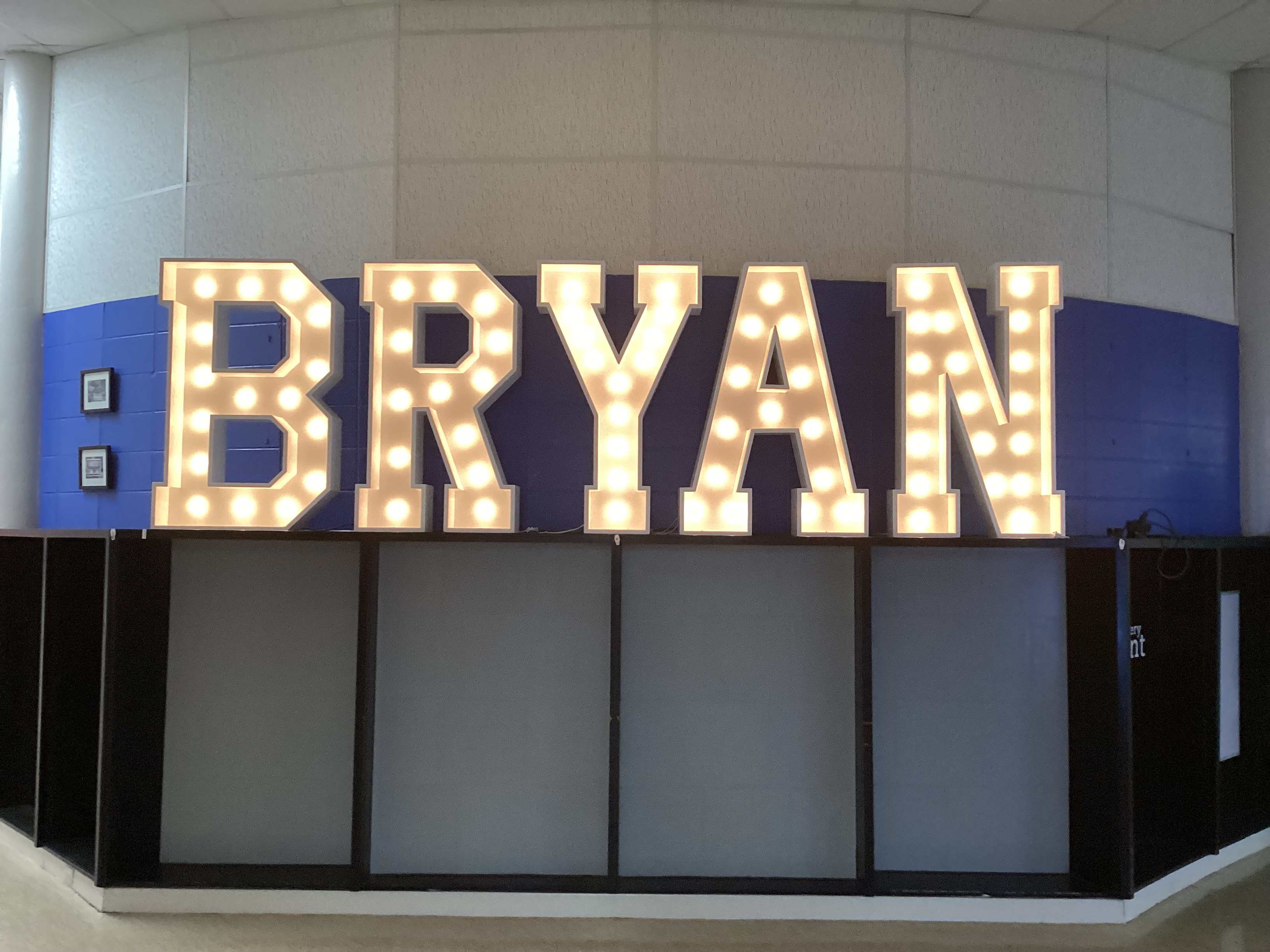 The word Bryan in lights