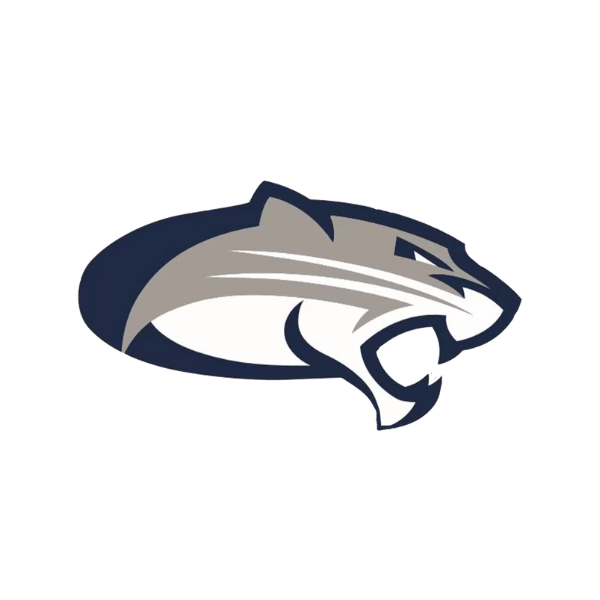 Clay Chalkville High School Logo, Blue, grey, and white cougar