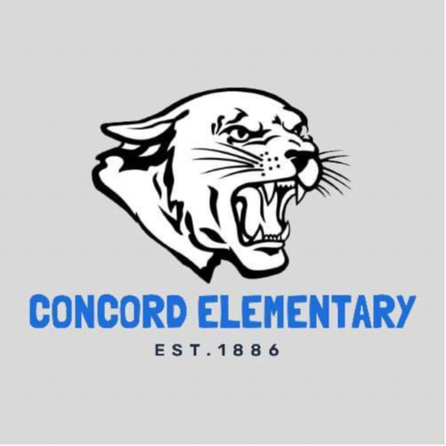 Concord Elementary Logo, Cougar in black outline above the words Concord Elementary. Est. 1886