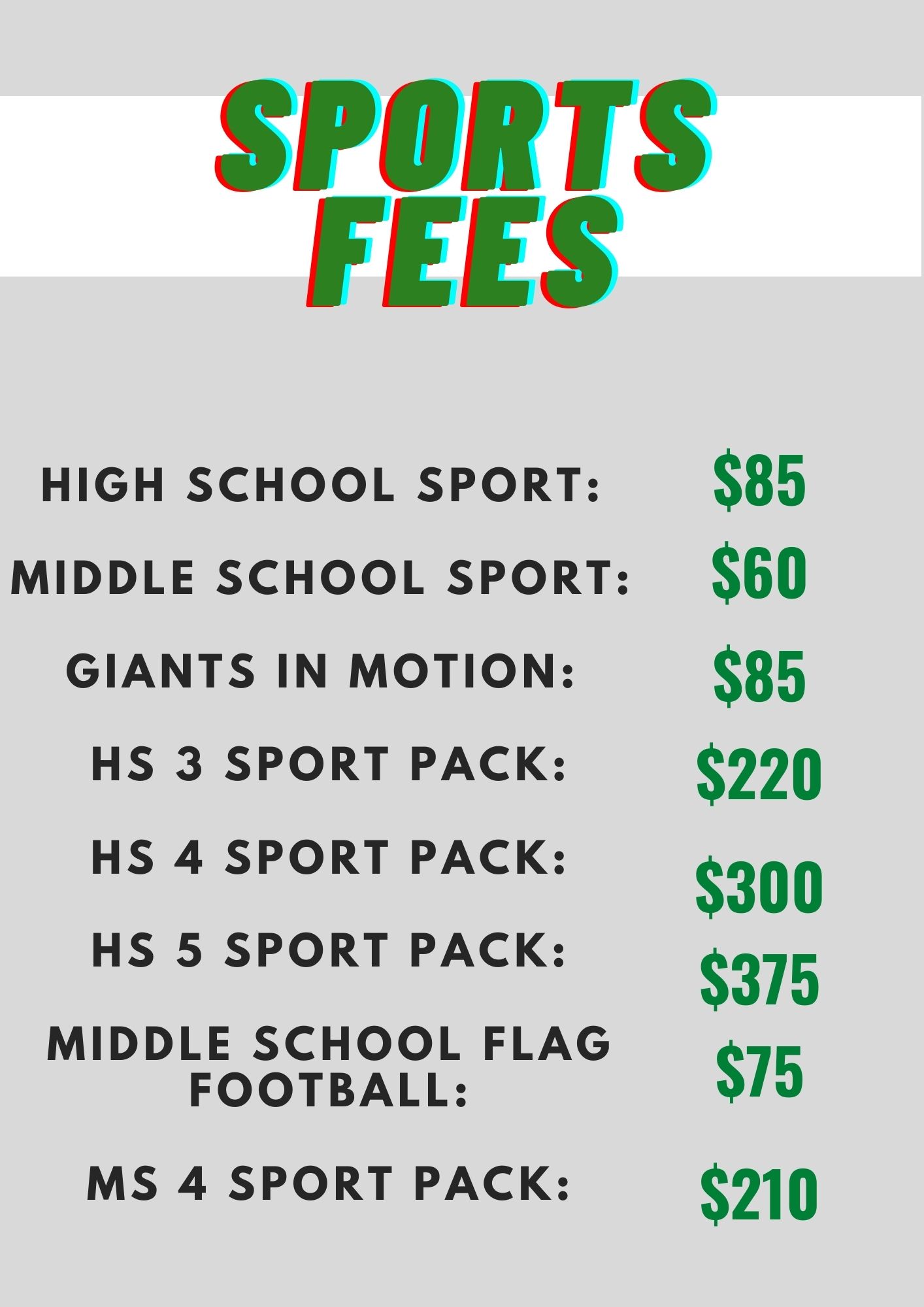 sports fees