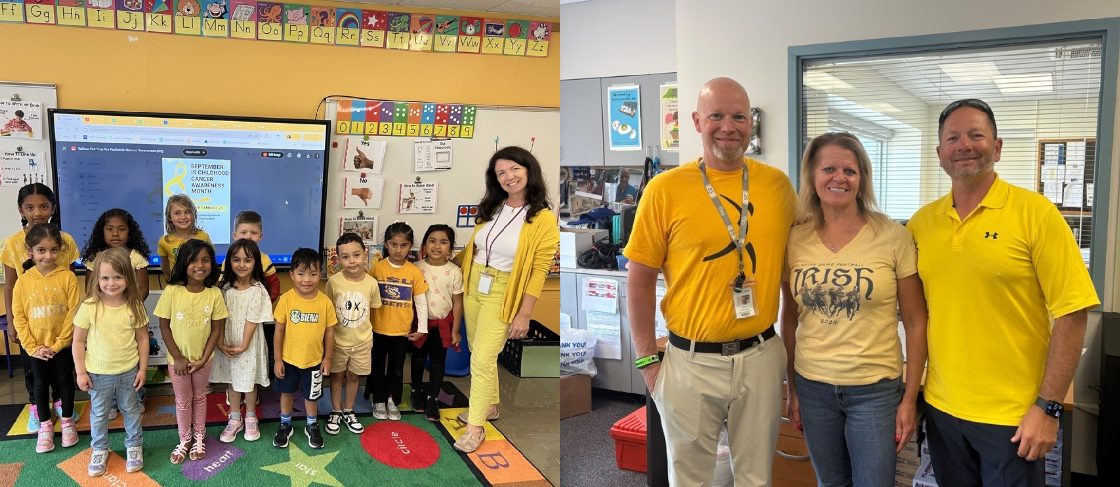 Students and teachers on yellow out day