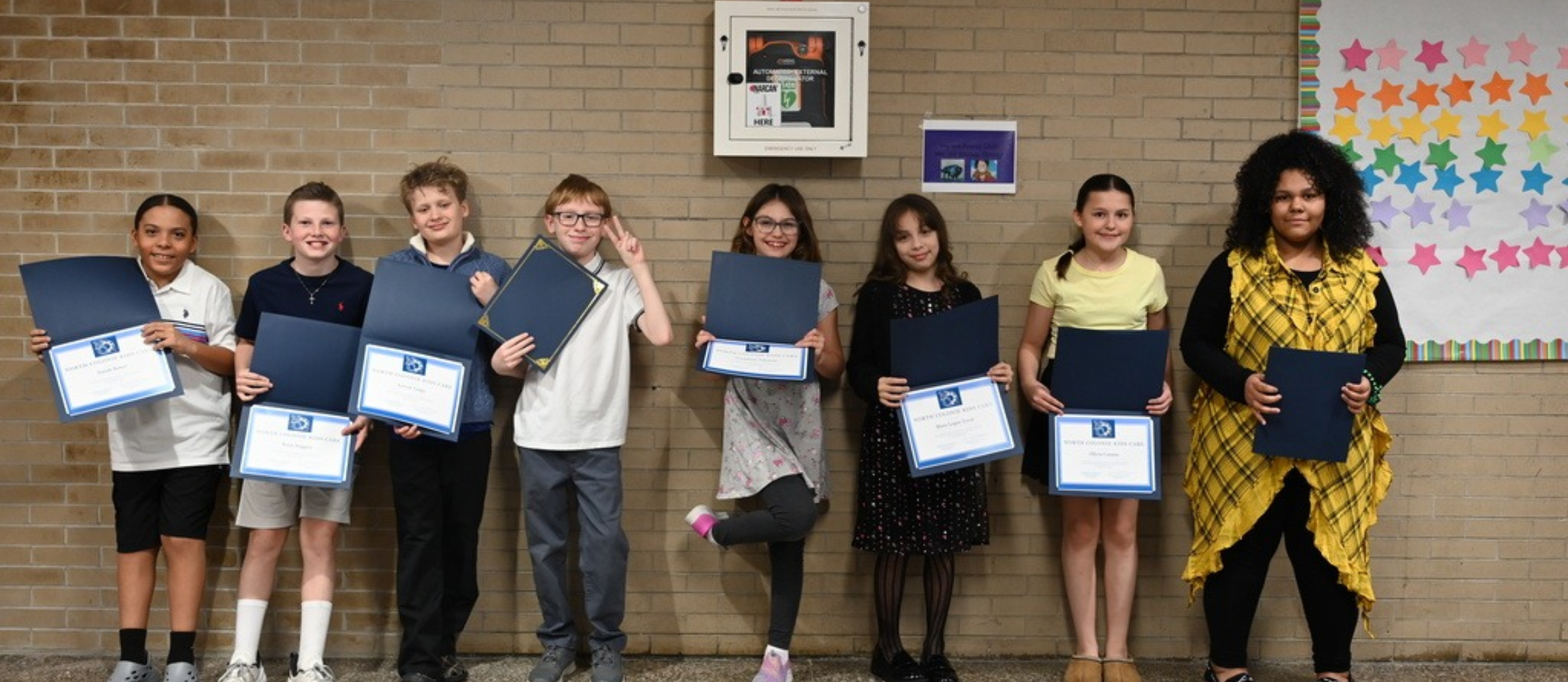 Forts Ferry students being recognized as the March North Colonie Kids Care recipients 