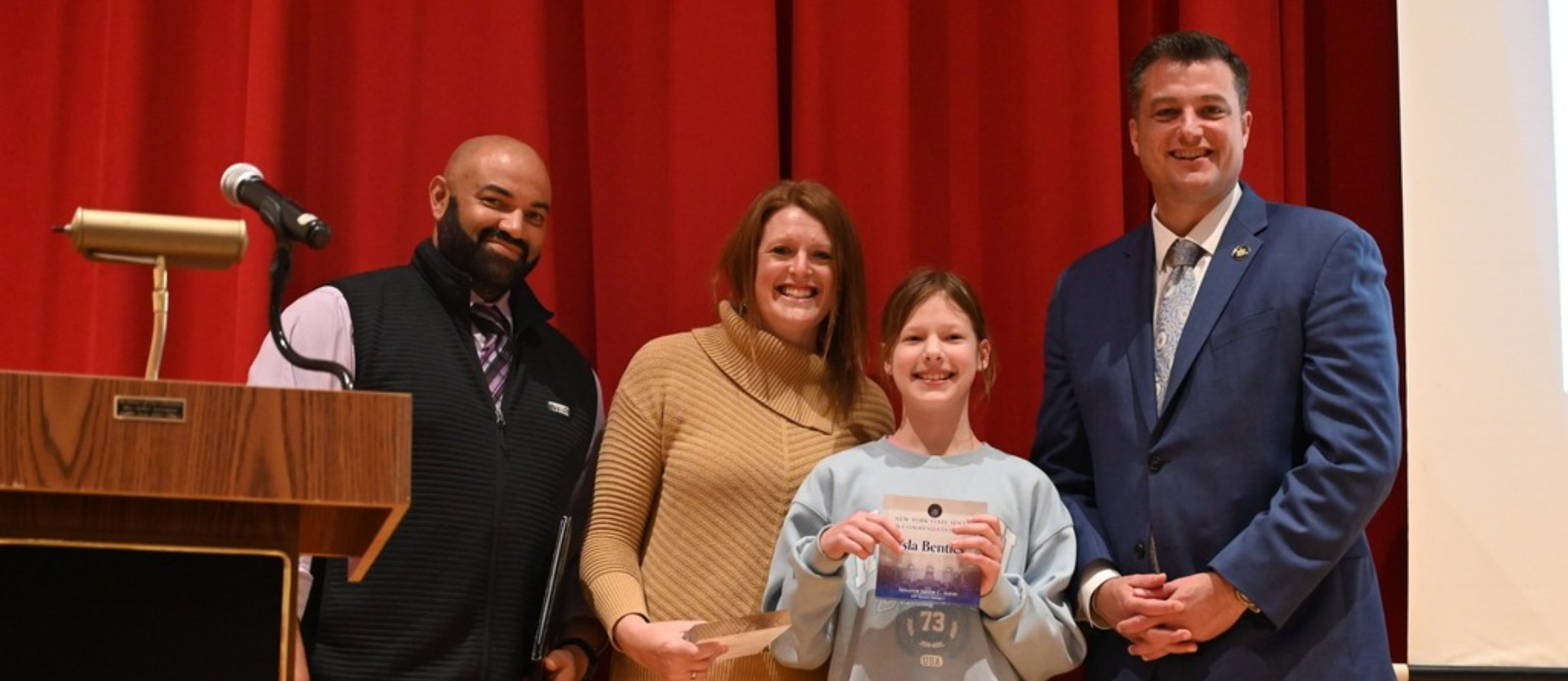 Isla and Vicki Bentley recognized by Senator Jake Ashby  