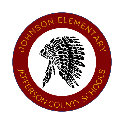 Johnson Elementary School Logo, Indian head surrounded by crimson circle