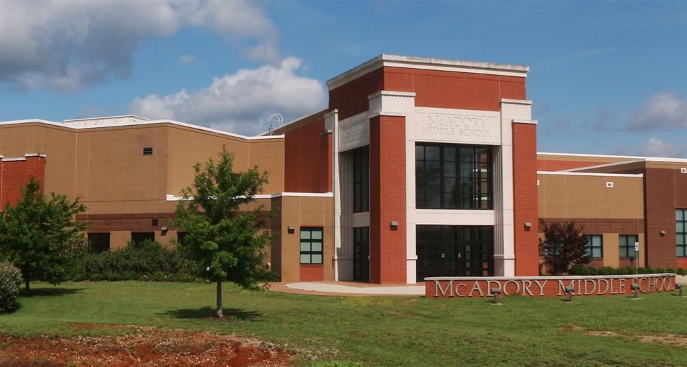 McAdory Middle School building from the outside