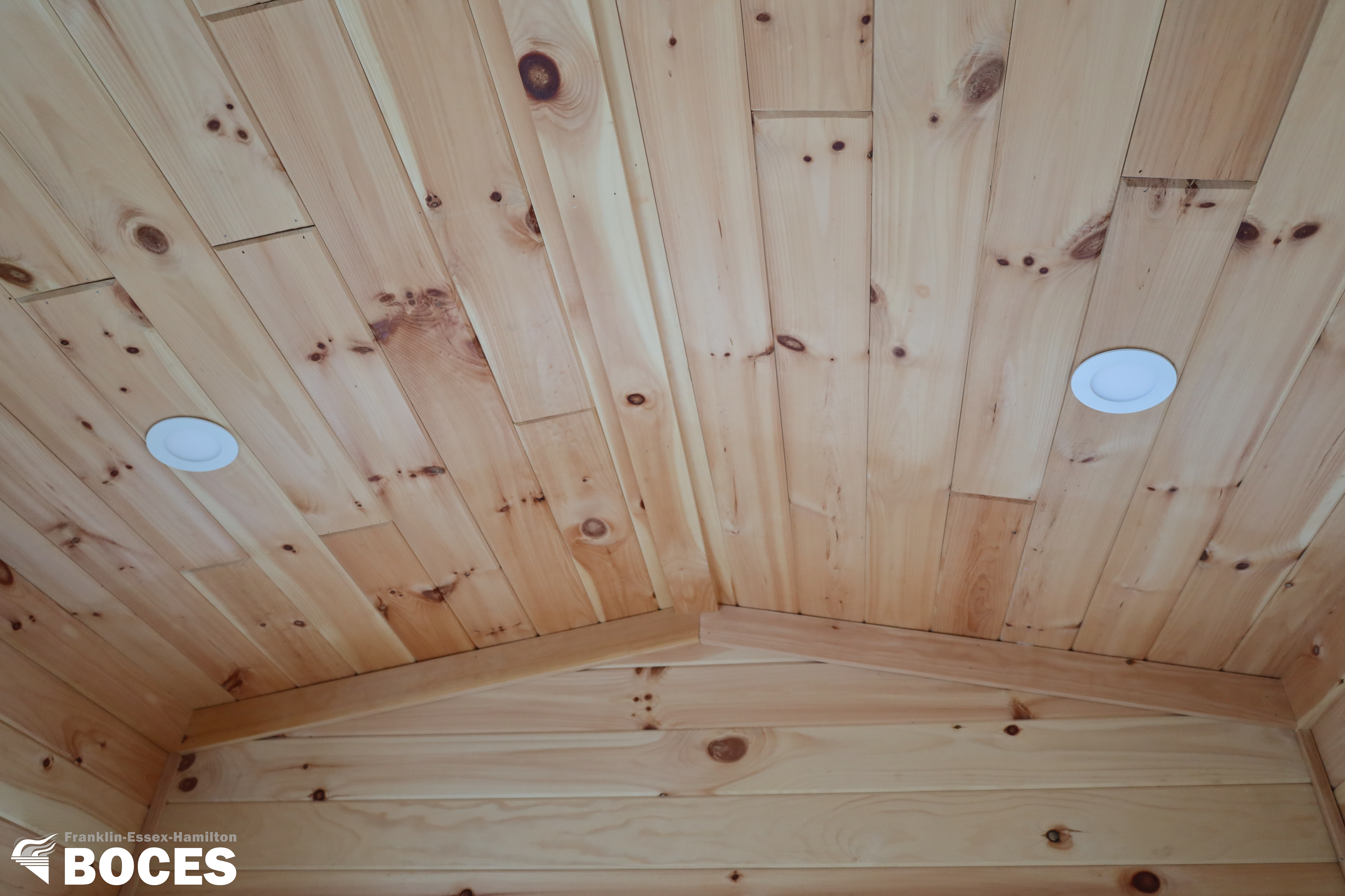 Photo of roof and wall pine paneling